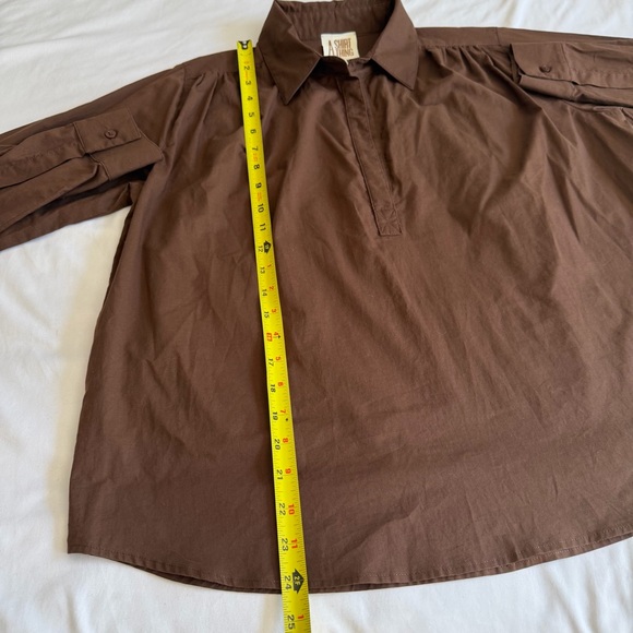 A Shirt Thing "Celeste" Cabo Chocolate Cotton Long Sleeve Popover Blouse Top - Picture 14 of 14